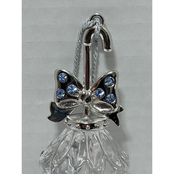 VTG Lenox Pave Jewels Parasol Lead Crystal Christmas Ornament Silver Blue Bling - Picture 2 of 6